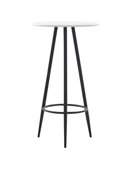 Ensemble Table mange debout Industriel avec 2 tabourets - Blanc - Bois et pied en métal 