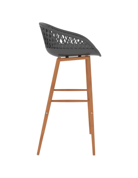 Ensemble Table mange debout Scandinave avec 6 tabourets - Blanc et gris - Bois et métal 