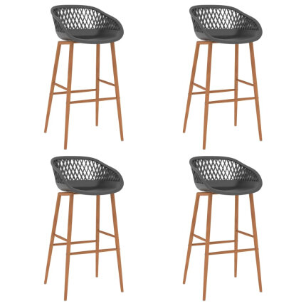 Ensemble Table mange debout Scandinave avec 4 tabourets - Blanc et gris - Bois et métal