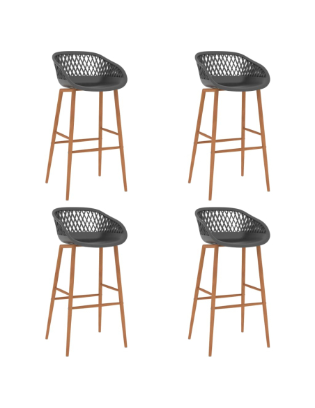 Ensemble Table mange debout Scandinave avec 4 tabourets - Blanc et gris - Bois et métal 