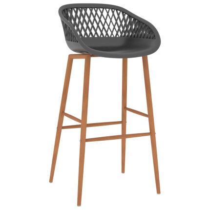 Ensemble Table mange debout Scandinave avec 4 tabourets - Blanc et gris - Bois et métal