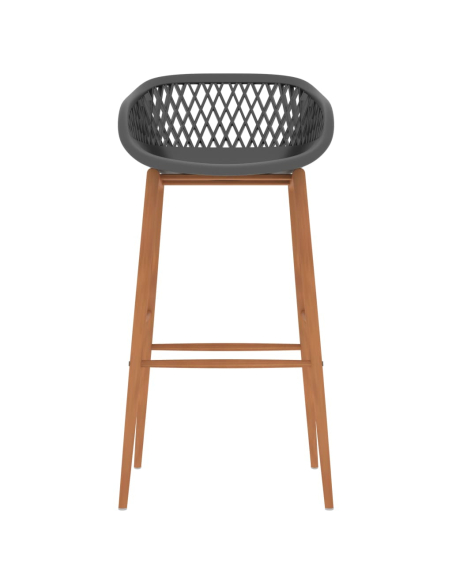 Ensemble Table mange debout Scandinave avec 4 tabourets - Blanc et gris - Bois et métal 