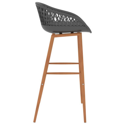 Ensemble Table mange debout Scandinave avec 4 tabourets - Blanc et gris - Bois et métal