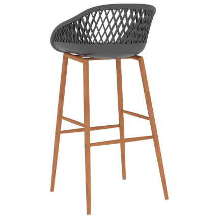Ensemble Table mange debout Scandinave avec 4 tabourets - Blanc et gris - Bois et métal