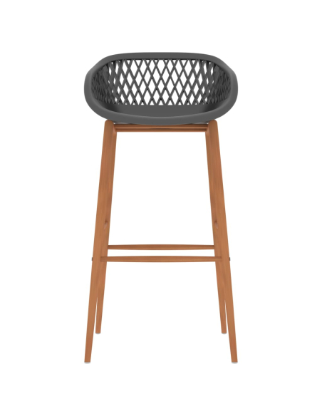 Ensemble Table mange debout Scandinave avec 4 tabourets - Blanc et gris  - Bois et métal 