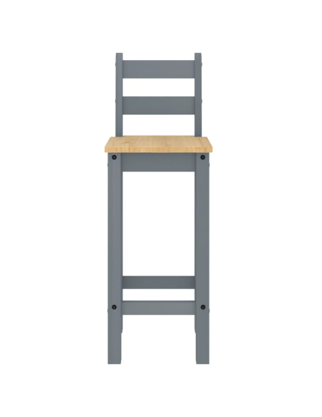 Ensemble Table mange debout Campagne avec 4 tabourets - Gris - Bois massif de pin 