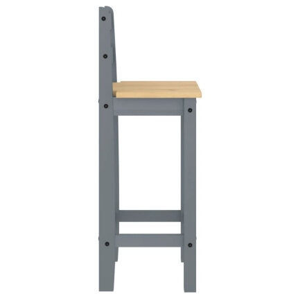 Ensemble Table mange debout Campagne avec 4 tabourets - Gris - Bois massif de pin 