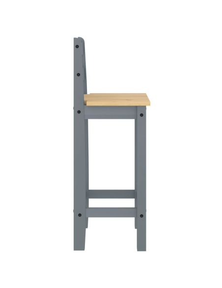 Ensemble Table mange debout Campagne avec 4 tabourets - Gris - Bois massif de pin 