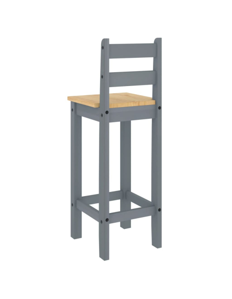 Ensemble Table mange debout Campagne avec 4 tabourets - Gris - Bois massif de pin 