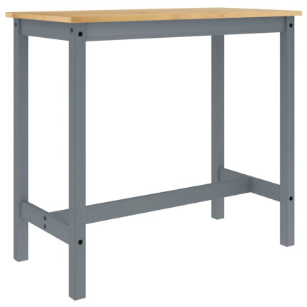 Ensemble Table mange debout Campagne avec 4 tabourets - Gris - Bois massif de pin 