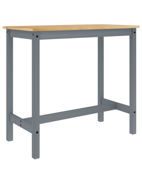 Ensemble Table mange debout Campagne avec 4 tabourets - Gris - Bois massif de pin 