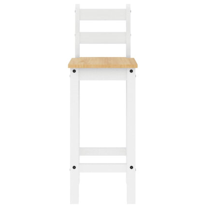 Ensemble Table mange debout Campagne avec 4 tabourets - Blanc - Bois massif de pin 