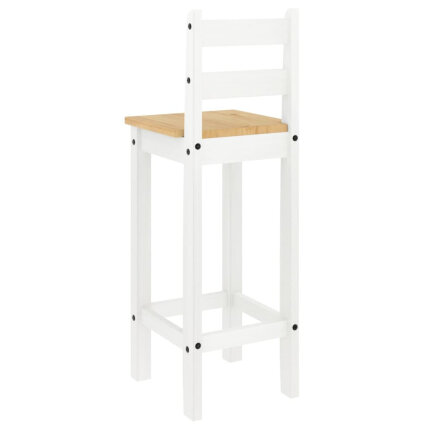 Ensemble Table mange debout Campagne avec 4 tabourets - Blanc - Bois massif de pin 