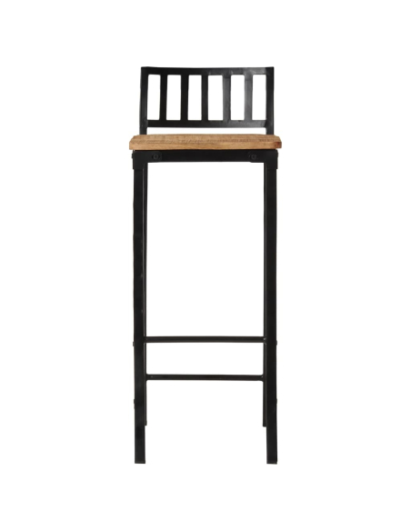 Ensemble Table mange debout Industriel avec 4 tabourets Bois massif de manguier et fer 