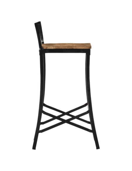Ensemble Table mange debout Industriel avec 4 tabourets Bois massif de manguier et fer 