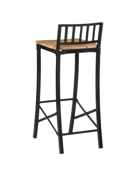 Ensemble Table mange debout Industriel avec 4 tabourets Bois massif de manguier et fer 
