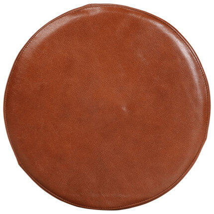 Chaise de bar Rétro / Vintage en lot de 2 en cuir véritable et bois d'acacia Brun  {attributes}