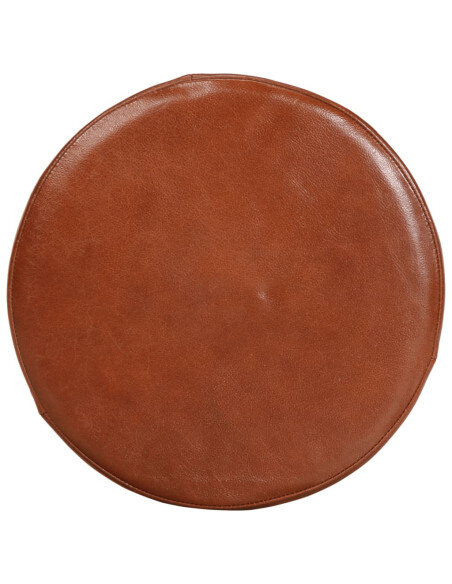 Chaise de bar Rétro / Vintage en lot de 2 en cuir véritable et bois d'acacia Brun  {attributes} Chaise de bar Rétro / Vintage en lot de 2 en cuir véritable et bois d'acacia Brun  {attributes}