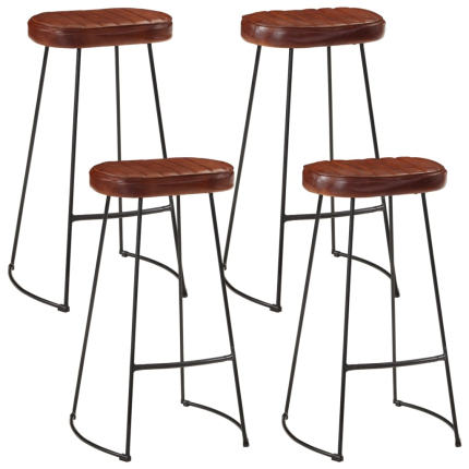 Ensemble Table mange debout Industriel avec 4 tabourets - Marron foncé - Bois massif de manguier et fer 