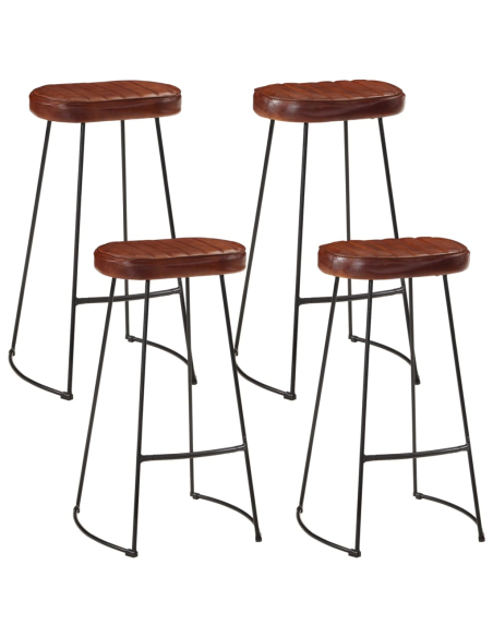 Ensemble Table mange debout Industriel avec 4 tabourets - Marron foncé - Bois massif de manguier et fer 