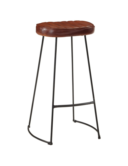 Ensemble Table mange debout Industriel avec 4 tabourets - Marron foncé - Bois massif de manguier et fer 