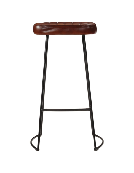 Ensemble Table mange debout Industriel avec 4 tabourets - Marron foncé - Bois massif de manguier et fer 