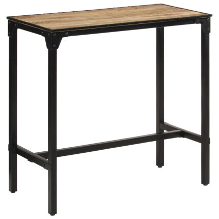 Ensemble Table mange debout Industriel avec 4 tabourets - Marron foncé - Bois massif de manguier et fer 
