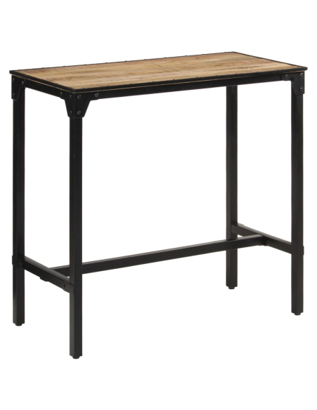 Ensemble Table mange debout Industriel avec 4 tabourets - Marron foncé - Bois massif de manguier et fer 