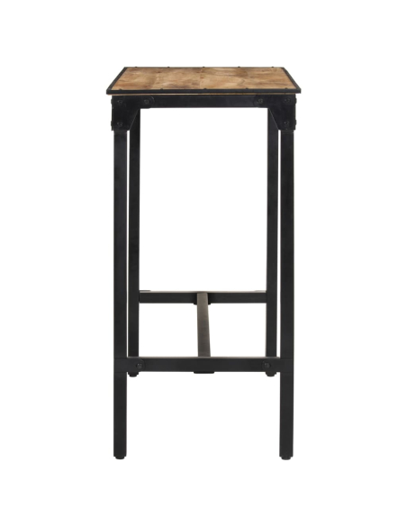 Ensemble Table mange debout Industriel avec 4 tabourets - Marron foncé - Bois massif de manguier et fer 