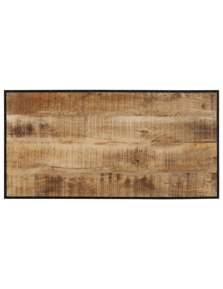 Ensemble Table mange debout Industriel avec 4 tabourets - Marron foncé - Bois massif de manguier et fer 
