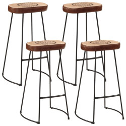 Ensemble Table mange debout Industriel avec 4 tabourets - Marron foncé - Bois massif de manguier et fer  2
