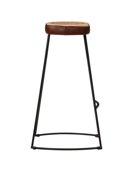 Ensemble Table mange debout Industriel avec 4 tabourets - Marron foncé - Bois massif de manguier et fer 