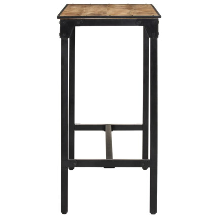 Ensemble Table mange debout Industriel avec 4 tabourets - Marron foncé - Bois massif de manguier et fer 