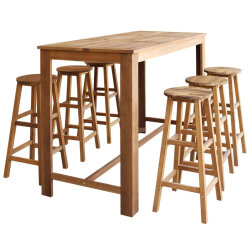 Ensemble Table mange debout Bohème avec 6 tabourets Bois massif d'acacia