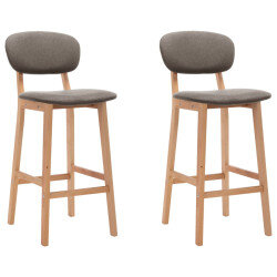 Tabourets de bar en lot de 2 en tissu Taupe
