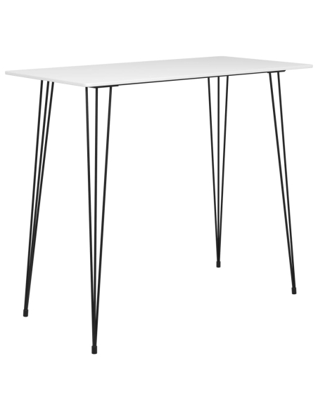 Ensemble Table mange debout Scandinave avec 4 tabourets - Blanc et noir - Bois et métal 