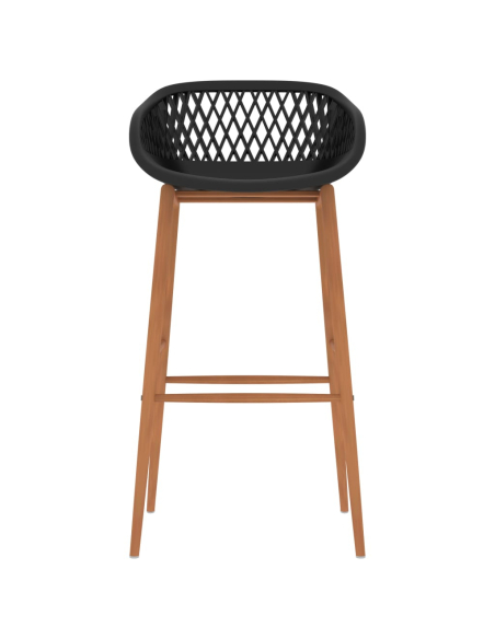 Ensemble Table mange debout Scandinave avec 4 tabourets - Blanc et noir - Bois et métal 