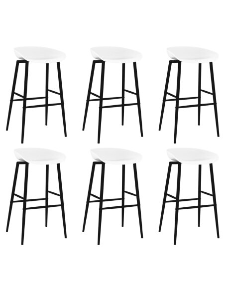 Ensemble Table mange debout Scandinave avec 6 tabourets - Blanc - Bois et métal 