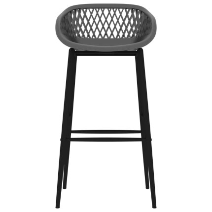 Ensemble Table mange debout Scandinave avec 6 tabourets - Blanc et gris - Bois et métal