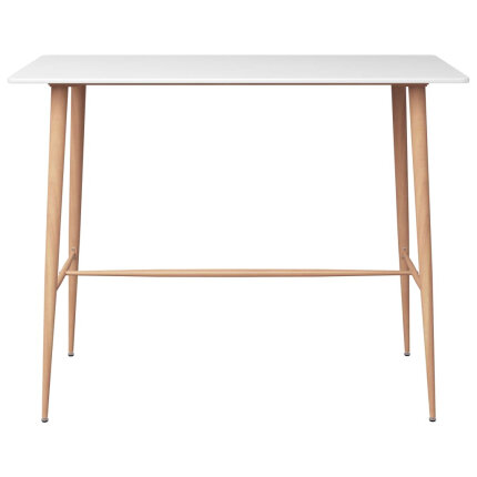 Ensemble Table mange debout Scandinave avec 6 tabourets - Blanc - Bois et métal 