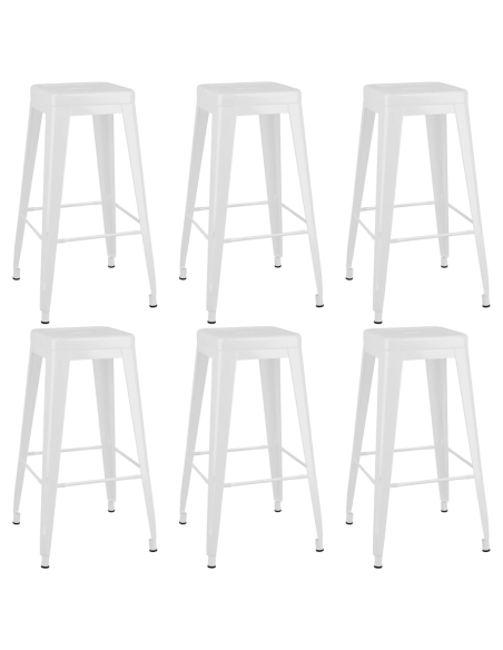 Ensemble Table mange debout Scandinave avec 6 tabourets - Blanc - Bois et métal 