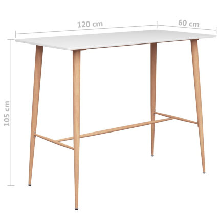 Ensemble Table mange debout Scandinave avec 6 tabourets - Blanc - Bois et métal 