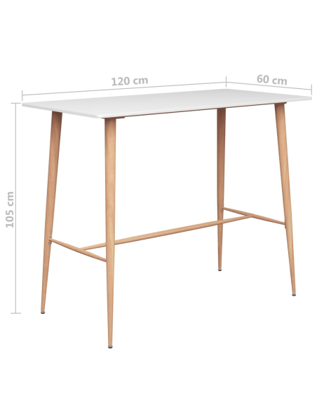 Ensemble Table mange debout Scandinave avec 6 tabourets - Blanc - Bois et métal 
