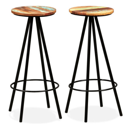 Ensemble Table mange debout Industriel avec 2 tabourets - Bois d'acacia massif et de récupération - Bois de récupération et acie