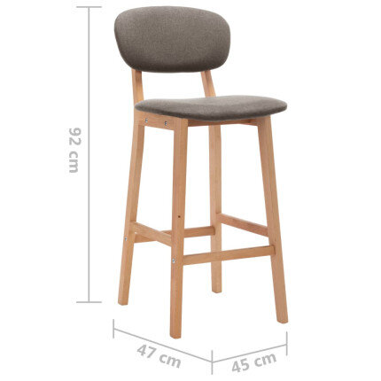 Tabourets de bar en lot de 2 en tissu Taupe