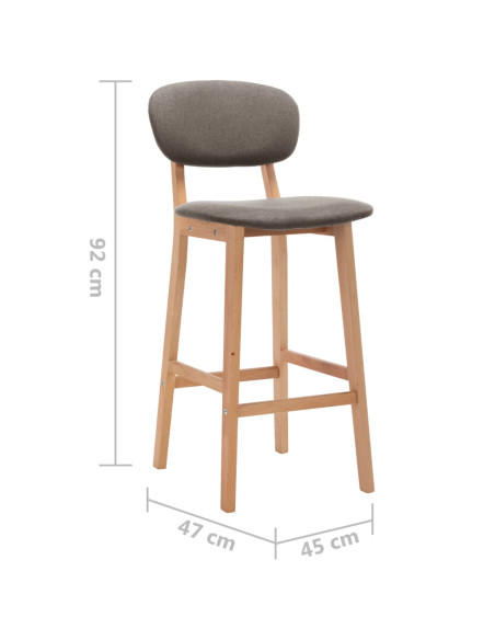 Tabourets de bar en lot de 2 en tissu Taupe  