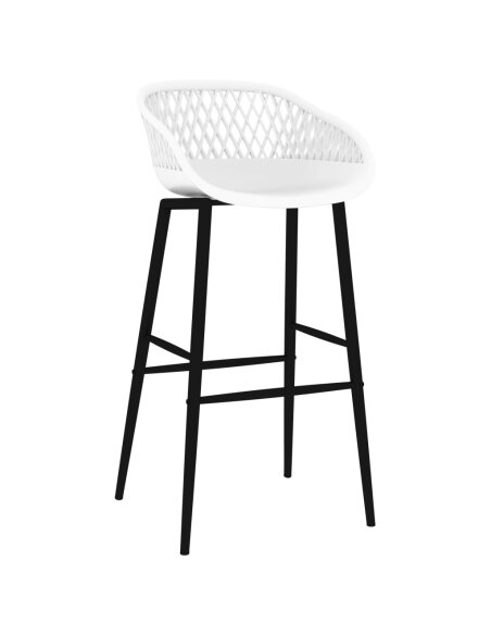 Ensemble Table mange debout Scandinave avec 6 tabourets - Blanc - Bois et métal 