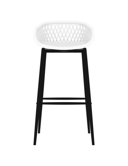 Ensemble Table mange debout Scandinave avec 6 tabourets - Blanc - Bois et métal 