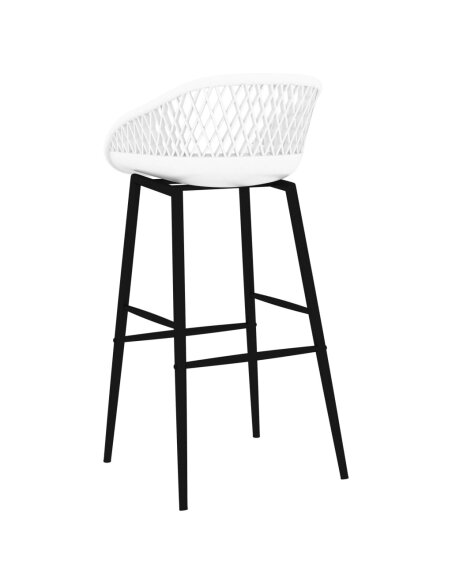 Ensemble Table mange debout Scandinave avec 6 tabourets - Blanc - Bois et métal 