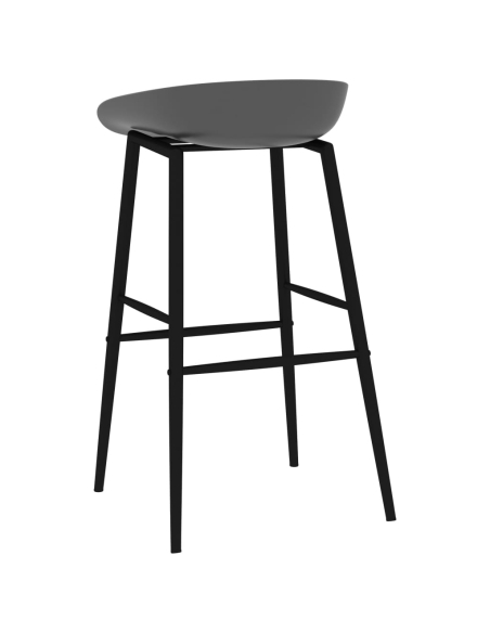 Ensemble Table mange debout Scandinave avec 6 tabourets - Blanc et gris - Bois et métal 